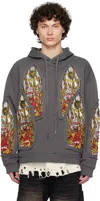Who Decides War Gray Flame Glass Embroidered Hoodie In Vintage Grey