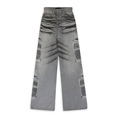 WHO DECIDES WAR GRAY NOIR STRIPE WIDE-LEG JEANS