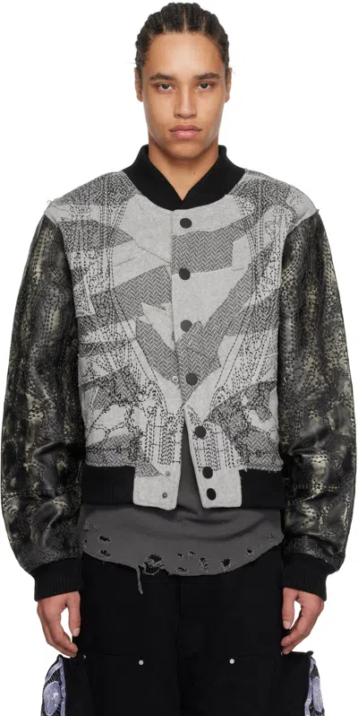 Who Decides War Gray Notre Dame Varsity Jacket In Vintage Grey