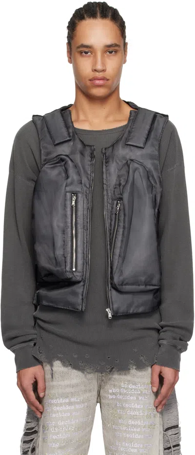 Who Decides War Gray Organza Bullet Point Vest In Coal