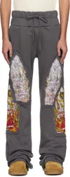 Who Decides War Gray Triple Flame Glass Sweatpants In Vintage Grey