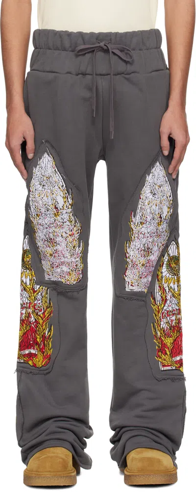 Who Decides War Gray Triple Flame Glass Sweatpants In Multicolor