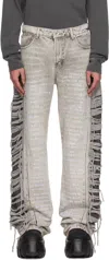 Who Decides War Gray Ultra Flare Scripture Jeans In Vintage Grey