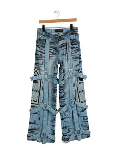 Pre-owned Who Decides War High-rise Straight Leg Jeans In Blue