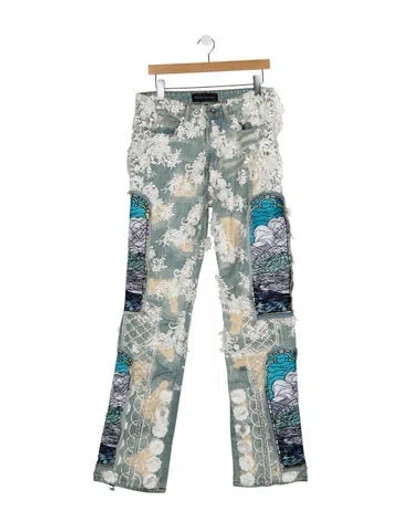 Pre-owned Who Decides War High-rise Straight Leg Jeans In Blue