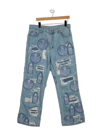 Pre-owned Who Decides War High-rise Wide Leg Jeans In Blue