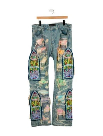 Pre-owned Who Decides War High-rise Wide Leg Jeans In Blue