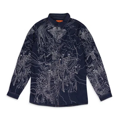 Who Decides War Indigo Four Horsemen Button-down Shirt In Blue