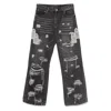 Who Decides War Black Side Patch Relaxation Jeans In Grey