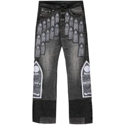 Who Decides War Black Patch Jeans In Multicolor