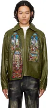 Who Decides War Khaki Eden Leather Jacket In Multi