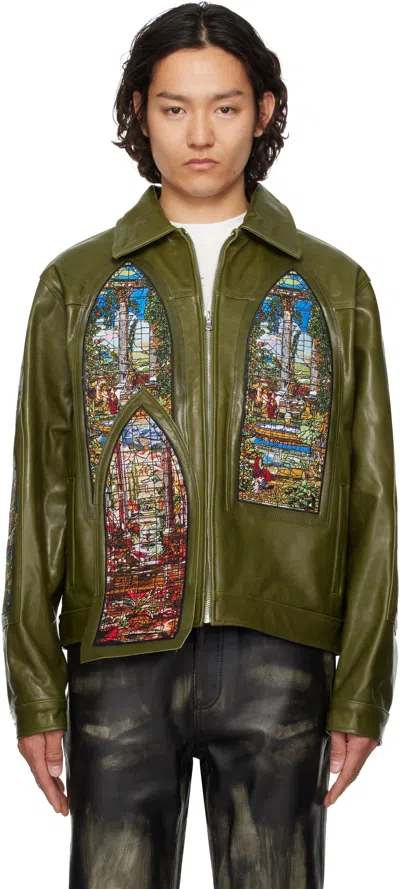 Who Decides War Khaki Eden Leather Jacket In Multi