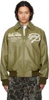 Who Decides War Khaki Pelle Pelle Edition 'greatest Of All Time' Leather Jacket In Olive