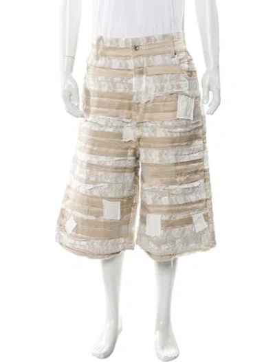 Pre-owned Who Decides War Lace Pattern Flat Front Shorts W/ Tags In Neutral
