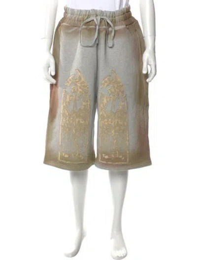 Pre-owned Who Decides War Lace Pattern Jogger Shorts In Gray