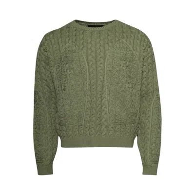 Pre-owned Who Decides War Lagoon Cable Knit Sweater 'olive' | Green | Men's Size M