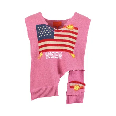 Pre-owned Who Decides War L'ardeur Layered Sweater Vest 'fuchsia' | Pink | Men's Size M
