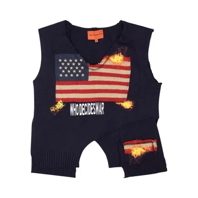 Pre-owned Who Decides War L'arueur Flag Sweater Vest 'black' | Men's Size Xxl