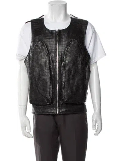 Pre-owned Who Decides War Leather Animal Print Vest W/ Tags In Black