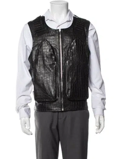 Pre-owned Who Decides War Leather Animal Print Vest W/ Tags In Black