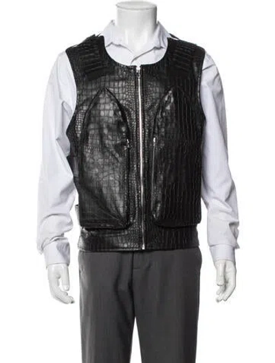 Pre-owned Who Decides War Leather Animal Print Vest W/ Tags In Black