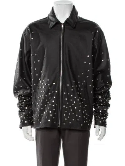 Pre-owned Who Decides War Leather Graphic Print Jacket In Black