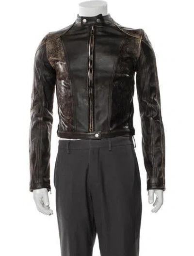 Pre-owned Who Decides War Leather Moto Jacket In Brown