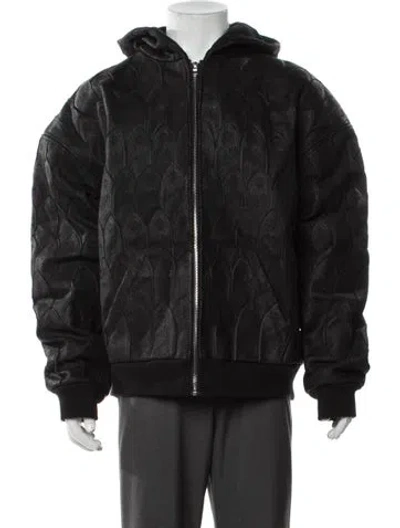 Pre-owned Who Decides War Leather Patterned Bomber Jacket W/ Tags In Black