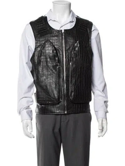 Pre-owned Who Decides War Leather Patterned Vest W/ Tags In Black