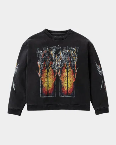 WHO DECIDES WAR MEN'S CHAPEL SCREEN PRINTED SWEATER