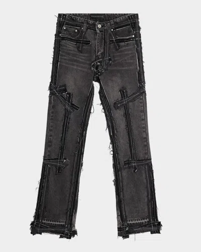 Who Decides War Men's Exposure Patchwork Slim-fit Jeans In Black