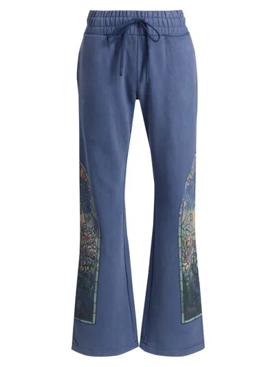 Who Decides War Men's Faded Cotton Sweatpants In Blue