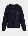 Who Decides War Navy Gathered Collegiate Sweater In Indigo