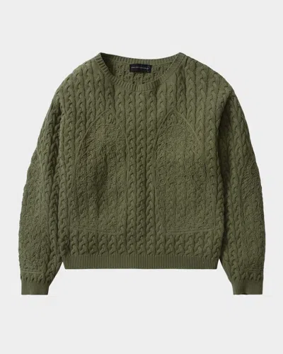 WHO DECIDES WAR MEN'S LAGOON EMBROIDERED CABLE KNIT SWEATER