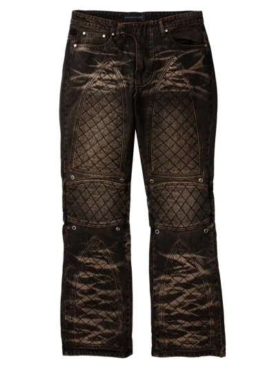 Who Decides War Men's Moto Quilted Straight Jeans In Brown