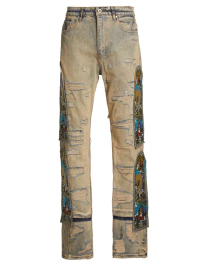 WHO DECIDES WAR MEN'S UNFURLED EMBROIDERED JEANS