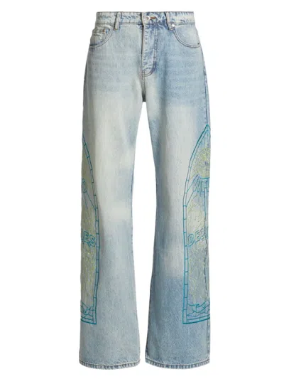 WHO DECIDES WAR MEN'S VIRTUOUS EMBROIDERED WIDE-LEG JEANS