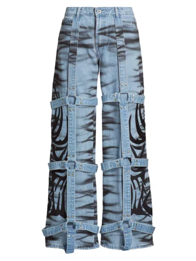 WHO DECIDES WAR MEN'S WINGED LOGO BONDAGE JEANS