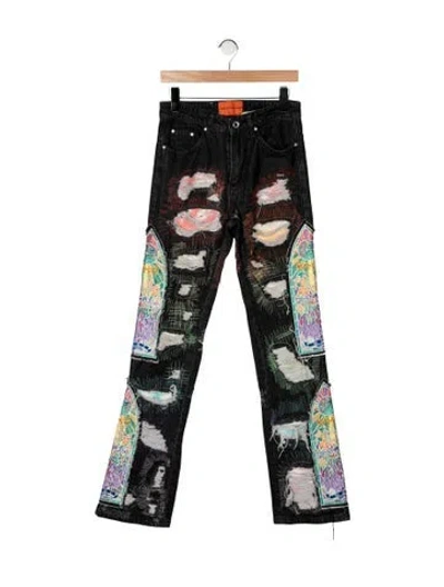 Pre-owned Who Decides War Mid-rise Flared Jeans In Black