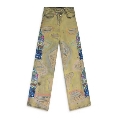 Who Decides War Multi Side-embroidery Wide-leg Jeans In Brown