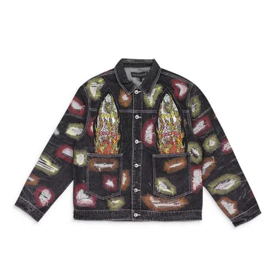 Who Decides War Multicolor Embroidered Trucker Jacket In Brown