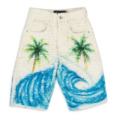 Who Decides War Multicolor Husk Denim Shorts In White