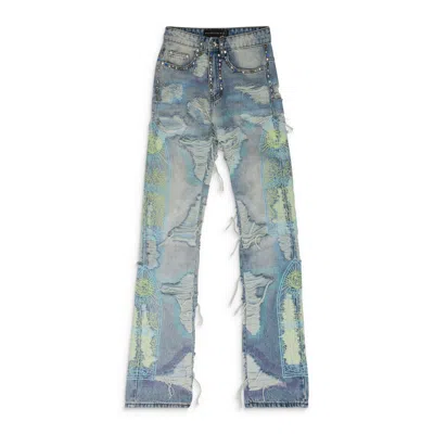 Who Decides War Multicolor Studded Relaxed-fit Jeans In Blue