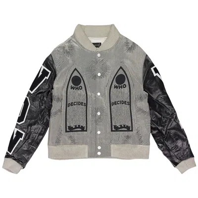 Pre-owned Who Decides War Namesake Varsity Jacket 'silver' | Men's Size Xxl