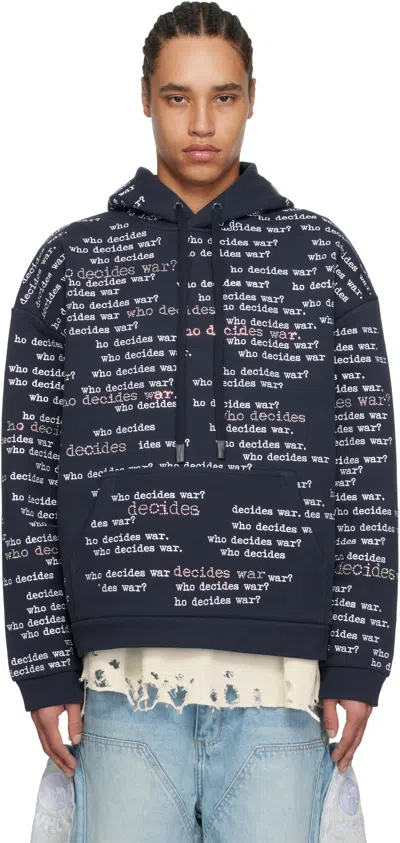 Who Decides War Navy Wdw Scripture Hoodie In Indigo