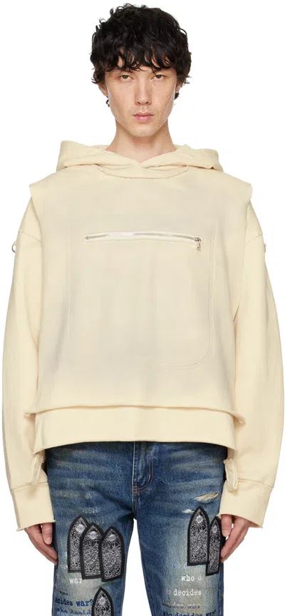 Who Decides War Off-white Layered Hoodie In Cream