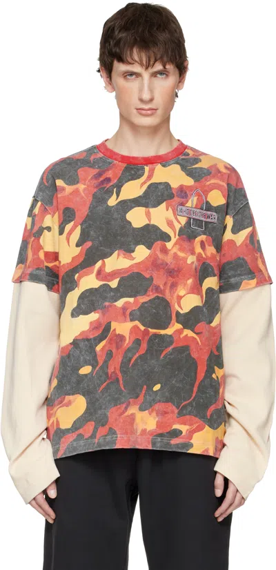 Who Decides War Orange & Black Flame Camo Double T-shirt