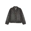 Who Decides War Vintage Stained Glass Denim Mechanic Trucker Jacket In Black