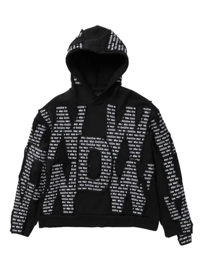 Who Decides War Overlay Text Hoodie In Black