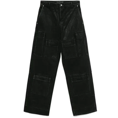 Who Decides War Waxed Cargo Trousers In Black
